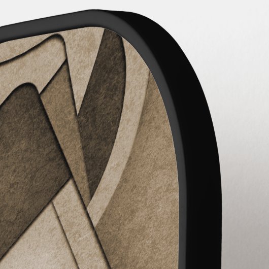 Textured Sepia Toned Geometric Abstract Art Pickleball Paddle (Links Detail)