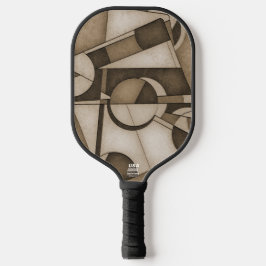 Textured Sepia Toned Geometric Abstract Art Pickleball Paddle