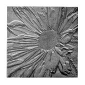 Textured Silver Daisy Floral Art Tile Tegeltje (Voorkant)