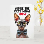 Textured Sphynx Kat Moeder Kaart (Gele Bloem)
