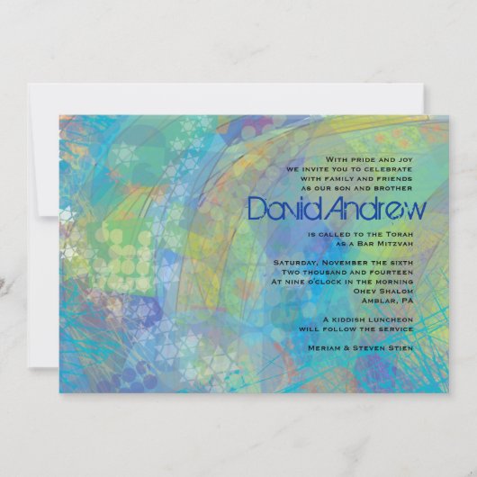 TEXTURED STARS Bar Bat Mitzvah Invitation Kaart (Voorkant)