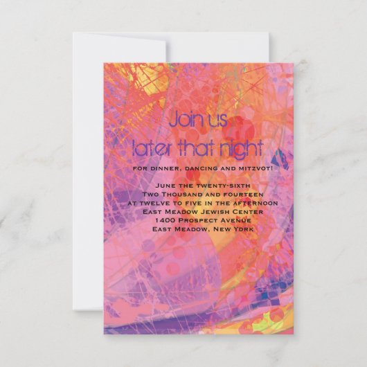 TEXTURED STARS PINK Bat Mitzvah Reception Kaart (Voorkant)