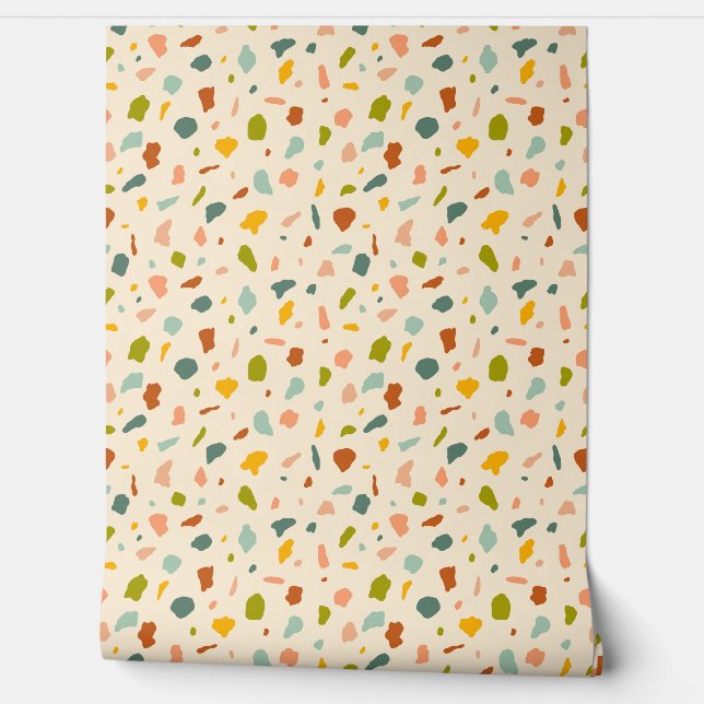 Textured Stone Terrazzo Speckles - Crème Behang (Afrollen)