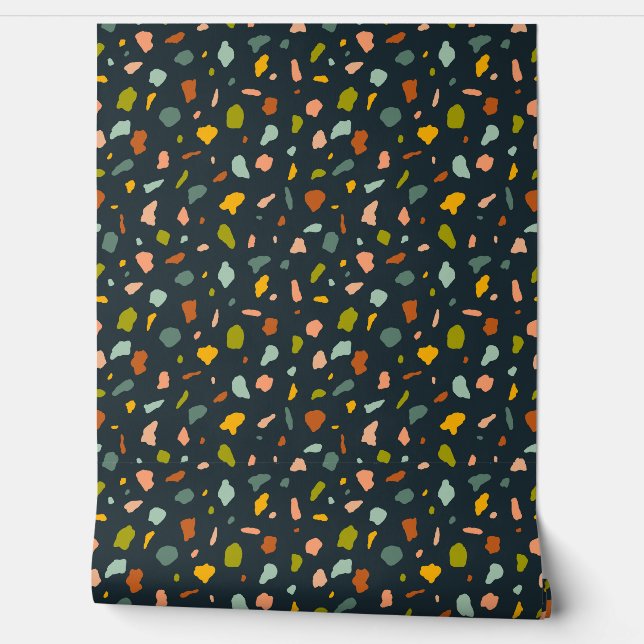 Textured Stone Terrazzo Speckles - Marine Behang (Afrollen)