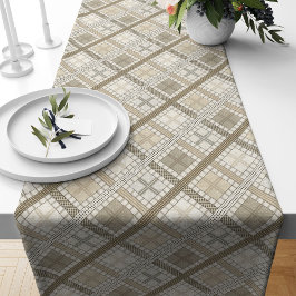 Textured Table Runner in neutraal geometrisch ontw Lange Tafelloper