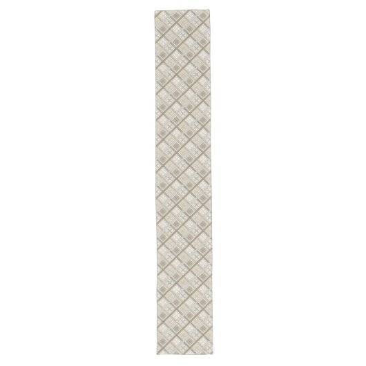 Textured Table Runner in neutraal geometrisch ontw Lange Tafelloper (Voorkant)