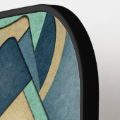 Textured Teal Gold Geometric Abstract Art Pickleball Paddle (Links Detail)