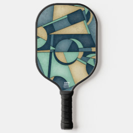 Textured Teal Gold Geometric Abstract Art Pickleball Paddle