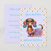 Textured Teckel Meisje Partij Kaart (Voorkant / Achterkant)