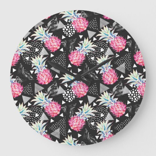 Textured Triangle Pineapple Pattern Grote Klok (Voorkant)