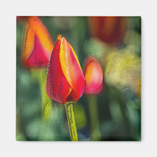 Textured Tulip Garden Magneet