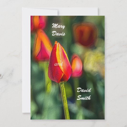 Textured Tulip Garden Wedding Kaart (Achterkant)