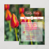 Textured Tulip Garden Wedding RSVP Kaartje (Voorkant / Achterkant)
