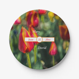Textured Tulip Wedding Papieren Bordje