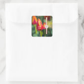 Textured Tulip Wedding Vierkante Sticker (Tas)