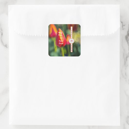 Textured Tulip Wedding Vierkante Sticker (Tas)