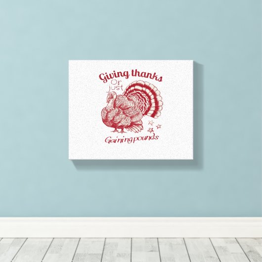 Textured Turkije Tekening in rijke rode sepia op B Canvas Afdruk (Insitu (Houten vloer))