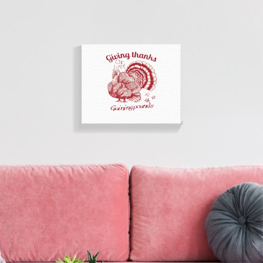 Textured Turkije Tekening in rijke rode sepia op B Canvas Afdruk (Insitu (Woonkamer))