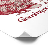 Textured Turkije Tekening in rijke rode sepia op B Poster (Hoek)