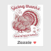 Textured Turkije Tekening in rijke rode sepia op B Sticker (Vel)