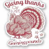 Textured Turkije Tekening in rijke rode sepia op B Sticker (Voorkant)