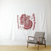 Textured Turkije Tekening in rijke rode sepia op B Wandkleed (In Situ (horizontaal))