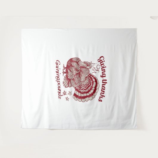 Textured Turkije Tekening in rijke rode sepia op B Wandkleed (Voorkant (horizontaal))