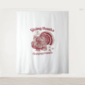 Textured Turkije Tekening in rijke rode sepia op B Wandkleed (Voorkant)