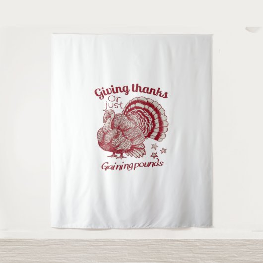 Textured Turkije Tekening in rijke rode sepia op B Wandkleed (Voorkant)