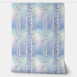 Textured White Bark with Blue Sky Background Behang