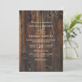 Textured Wood Rustic Country QR Code Wedding Kaart (Staand voorkant)