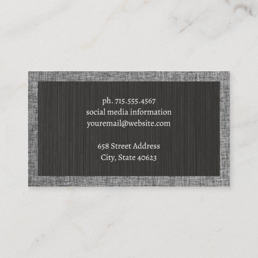 Textured Zwart | Stof Grijs Patroon Visitekaartje (Achterkant)