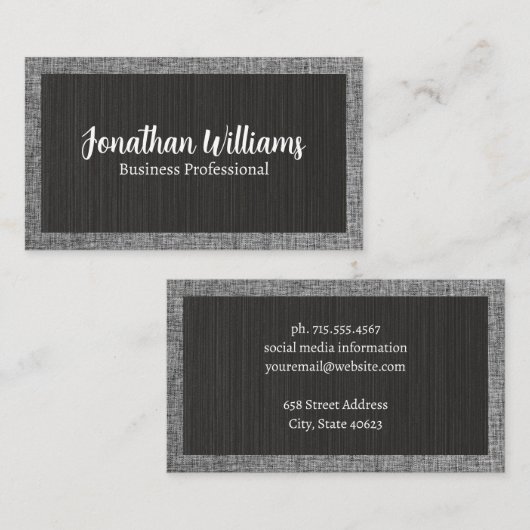 Textured Zwart | Stof Grijs Patroon Visitekaartje (Voorkant / Achterkant)