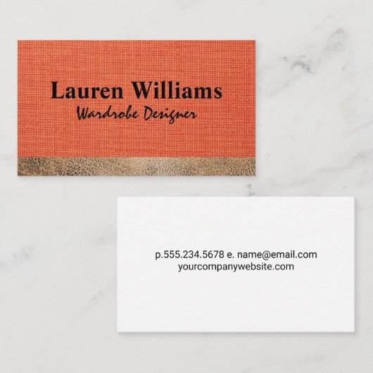 Texturen van het weefselmateriaal visitekaartje (Voorkant / Achterkant)