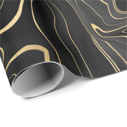 Texturen van zwarte en gouden geode cadeaupapier (Rol Hoek)