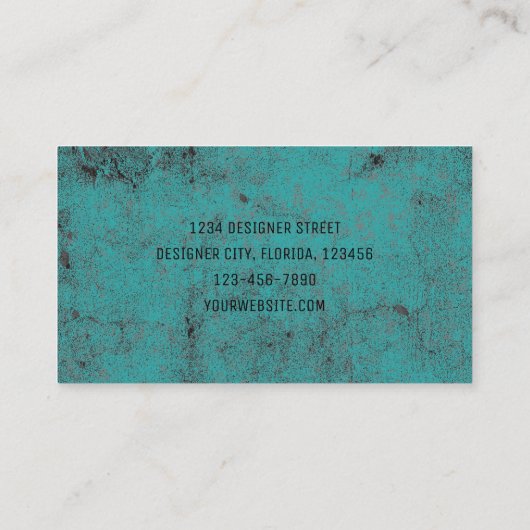 Textuur  Blauwgroen Zwart Chic Designer Visitekaartje (Achterkant)