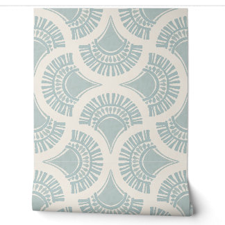 Textuur Boho Geometrische Zonnewaaiers - Poederbla Behang