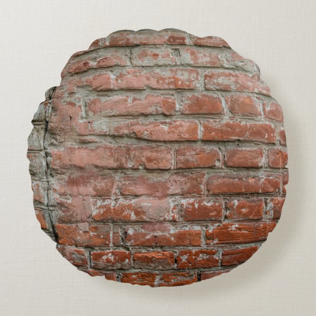 Textuur. Brick. Wall. A background with attritions Rond Kussen (Voorkant)