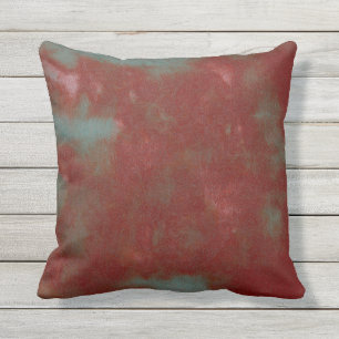 Textuur Burgundy Green Rustic  Abstract Buitenkussen