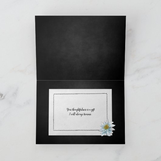 textuur Dank u manuscript op Zwart Kaart (Binnen)