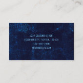 Textuur  donker marineblauw interieur designer visitekaartje (Achterkant)