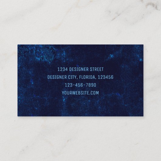 Textuur  donker marineblauw interieur designer visitekaartje (Achterkant)