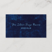Textuur  donker marineblauw interieur designer visitekaartje (Voorkant)
