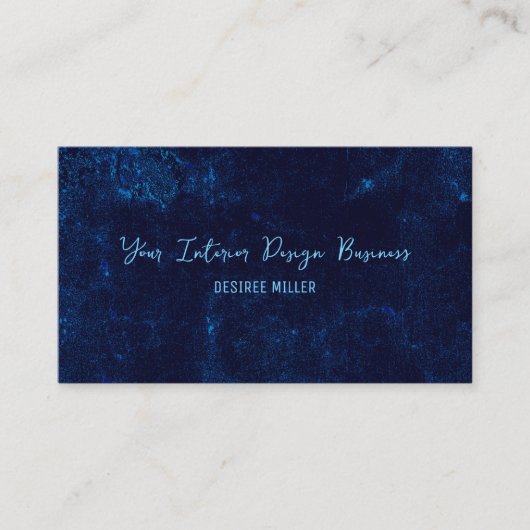 Textuur  donker marineblauw interieur designer visitekaartje (Voorkant)