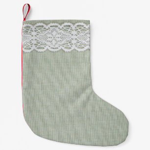 Textuur en kant van textiel kleine kerstsok