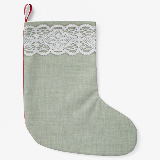 Textuur en kant van textiel kleine kerstsok (Voorkant)