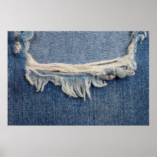 Textuur gescheurde jeans achtergrond. poster