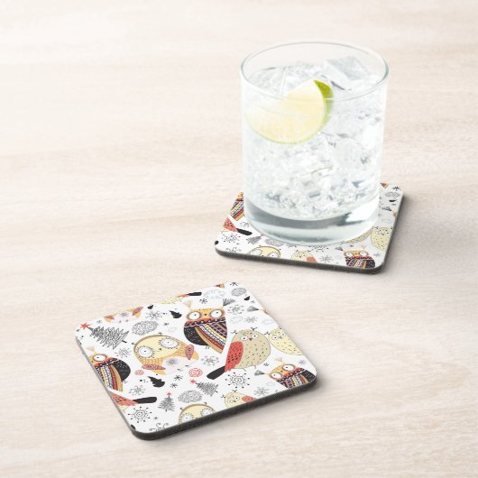 Textuur grappige uil bier onderzetter (Rechterzijde)