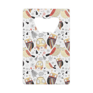 Textuur grappige uil creditkaart flessenopener