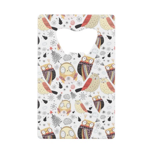 Textuur grappige uil creditkaart flessenopener (Voorkant)